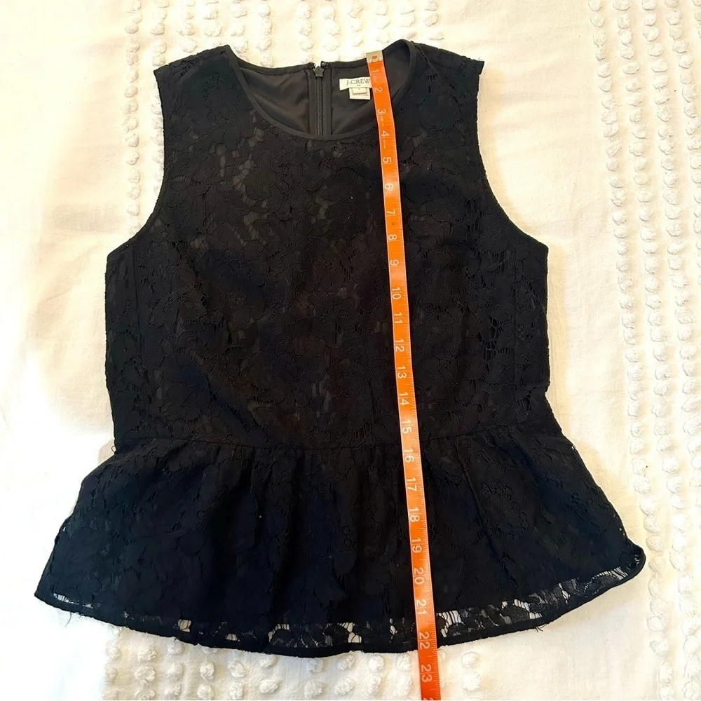 J Crew Women’s Black Lace Peplum Sleeveless Blouse Sz 6